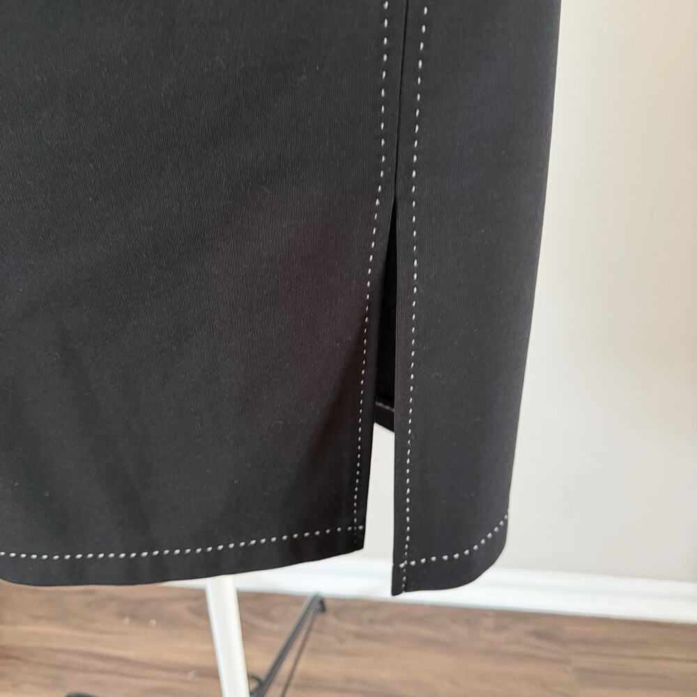 Vtg Y2K 2000s Black Mini Skirt Contrast Stitch Slit Sz 14 Fairy Grunge Skater - Picture 2 of 7